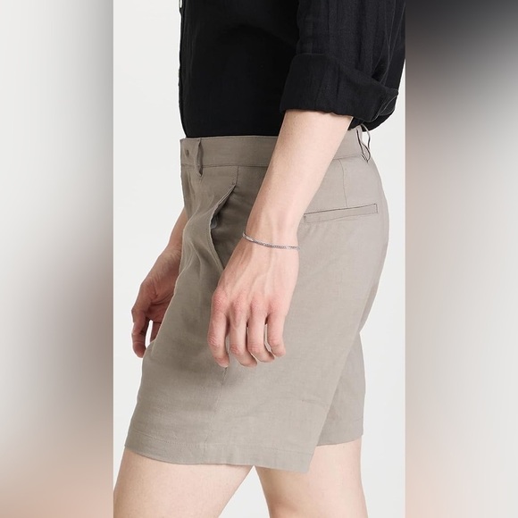 Theory Curtis Linen Blend Shorts Tapir Brown Taupe - Picture 4 of 10